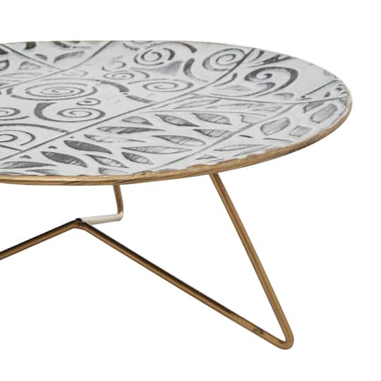 Set of 3 White Metal Farmhouse Cake Stand, 11", 12", 14"